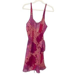 Avon Y2K Wrap Sheer Dress Floral Print Large